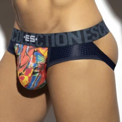 Jock Strap ES Collection Floral Mesh UN419 -Offres HOM Boutique jock esco un419 bleu 4