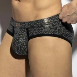 Slip ES Collection Shiny Leopard Print UN579 -Offres HOM Boutique slip esco un579 gris 4